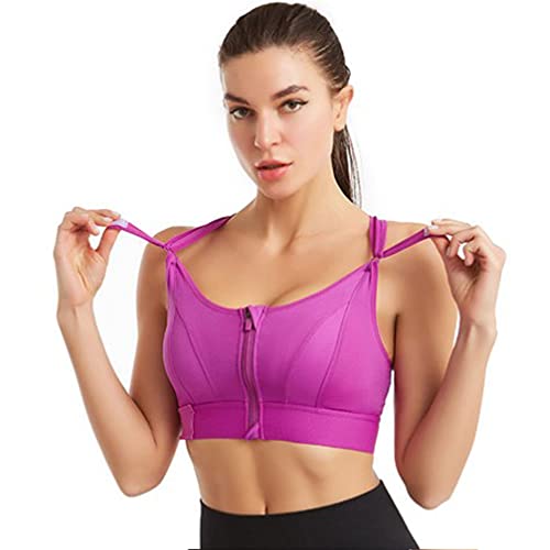 JCBB Antivibración sin Anillo de Acero Yoga Beauty Back Underwear, Sujetador Deportivo para Mujer, Sujetador de sujeción inalámbrico (Púrpura,XXXXL)