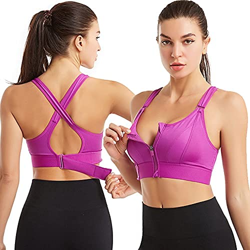 JCBB Antivibración sin Anillo de Acero Yoga Beauty Back Underwear, Sujetador Deportivo para Mujer, Sujetador de sujeción inalámbrico (Púrpura,XXXXL)