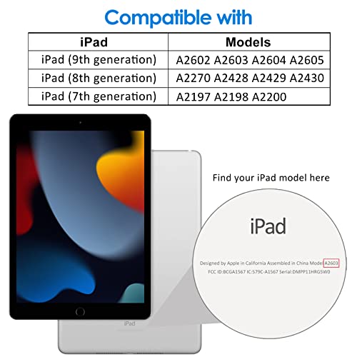 JETech Funda Compatible con iPad 10,2 Pulgadas (2021/2020/2019 Modelo, 9.ª/8.ª/ 7.ª Generación), Carcasa con Auto-Sueño/Estela, Negro