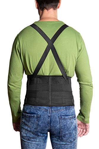 JeVx Faja Lumbar para la Espalda REFORZADA DOBLE CIERRE Y TIRANTES - Talla XXXL para Hombre Cinturon Elastico Reforzado para Trabajo y Deporte Corrector de Postura Ajustable Abdominal Dolor Compresora