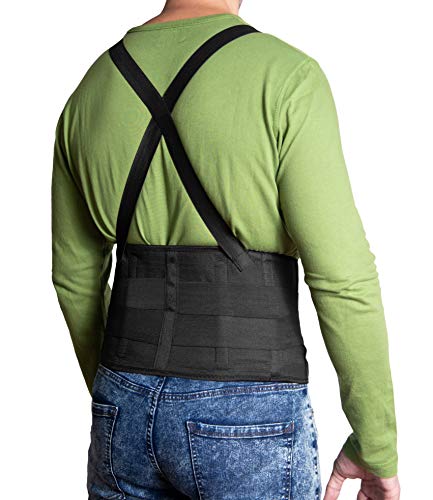 JeVx Faja Lumbar para la Espalda REFORZADA DOBLE CIERRE Y TIRANTES - Talla XXXL para Hombre Cinturon Elastico Reforzado para Trabajo y Deporte Corrector de Postura Ajustable Abdominal Dolor Compresora