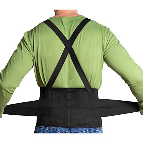 JeVx Faja Lumbar para la Espalda REFORZADA DOBLE CIERRE Y TIRANTES - Talla XXXL para Hombre Cinturon Elastico Reforzado para Trabajo y Deporte Corrector de Postura Ajustable Abdominal Dolor Compresora