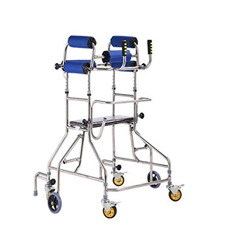 JHDPH3 Bipedestador Paseo con Doble Apoyo de Las Axilas y el Freno Marco de función Ajustable en Altura de 6 Ruedas del Walking Assist Equipado for Adultos Walker