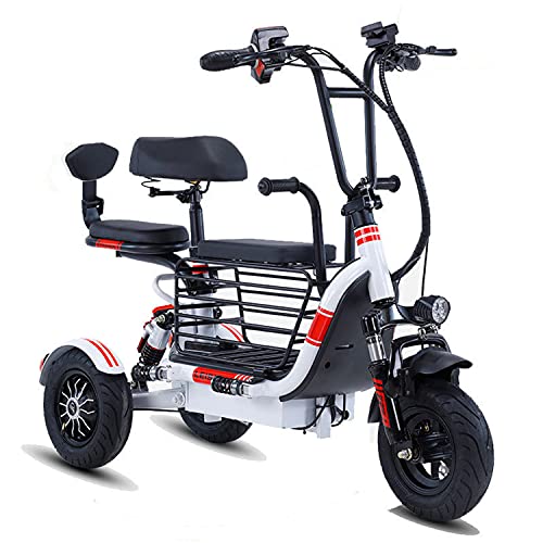 JHKGY Scooter De Movilidad Eléctrico Plegable De 3 Ruedas - Scooter De Potencia Recreativo De 3 Ruedas,Scooter Eléctrico De Viaje para Ancianos/Discapacitados/Al Aire Libre,Blanco