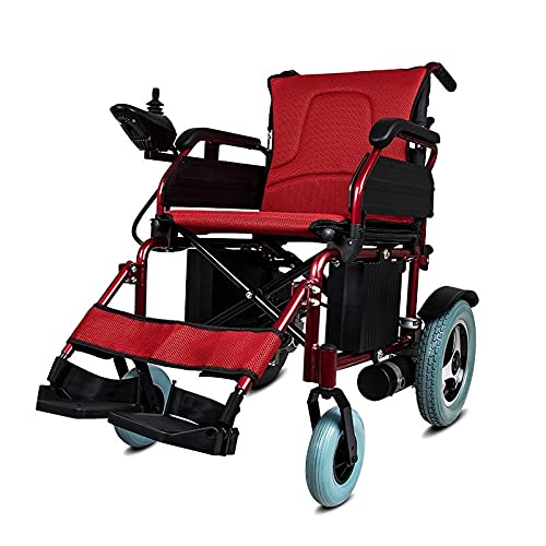 JINKEBIN Electric Silla de Ruedas Aleación de Aluminio Bajo Precio Ligero Plegable Discapacitados Todos Terrain Power Electric Silla de Ruedas para Indonesia Venta (Color : 24V20Ah Red)