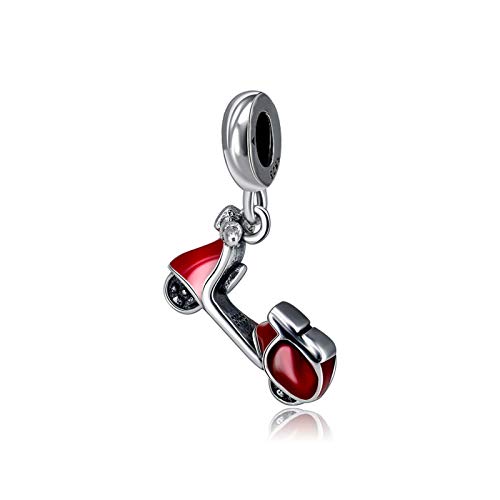 JINSUO Original del 100% Sterling Silver Charm Bead Adecuado for Pulsera Amor Viajes Encanto Femenino joyería al (Color : Red Scooter)