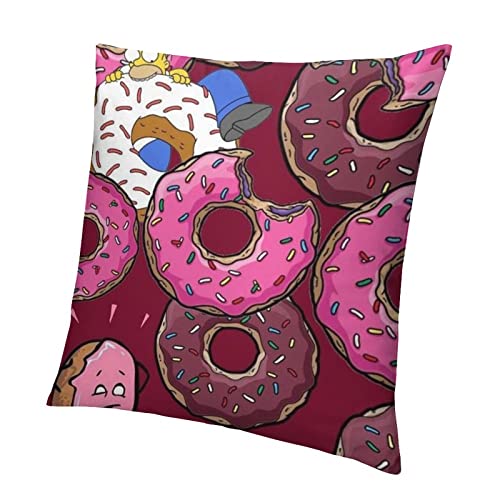 JKLM Anime Simpsons Homer Jay Donuts Funda de almohada personalizada de terciopelo de una cara para decoración del hogar, funda de almohada de 40,6 x 40,6 cm