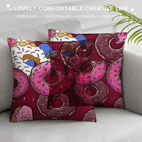 JKLM Anime Simpsons Homer Jay Donuts Funda de almohada personalizada de terciopelo de una cara para decoración del hogar, funda de almohada de 40,6 x 40,6 cm