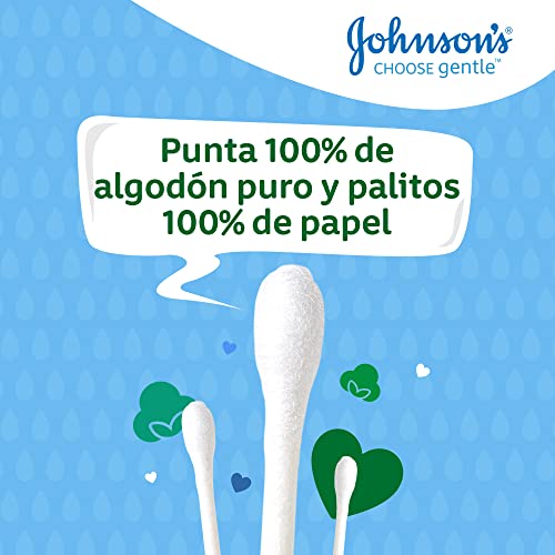 Johnson's Baby Bastoncillos para Bebé con extremos de algodón 100% puro - 1 x 100 bastoncillos