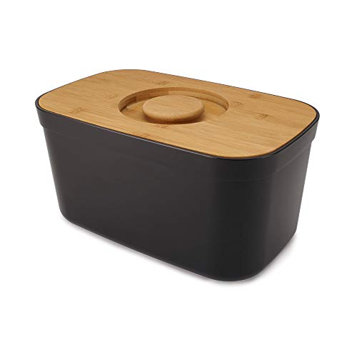 Joseph Joseph Panera con Tapa De Bambú Que Sirve como Tabla De Cortar - Negro