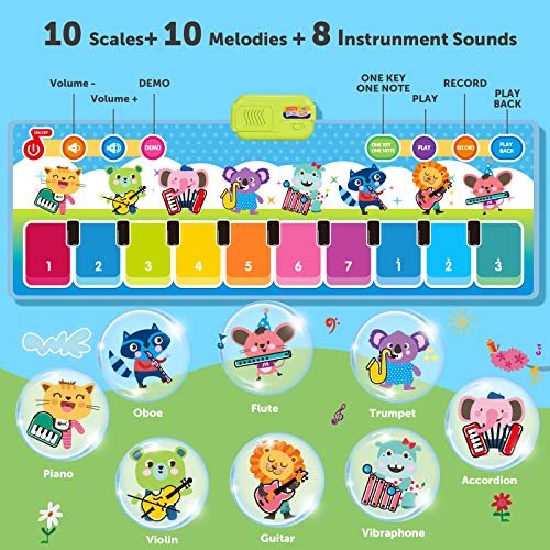 Joyjoz Alfombra de Piano con 90 Sonidos, Alfombra de Baile Musical para Bebe, Instrumentos Musicales Infantil, Juguetes Musicales para Bebés, Niños y Niñas de 1 a 5 Años (110*36cm)