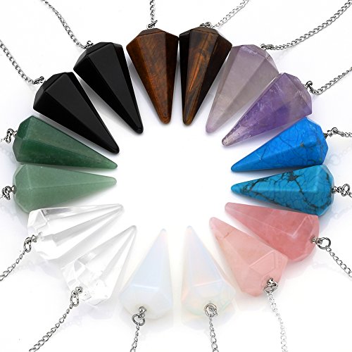 JS Direct - Collares de piedras sanadoras reiki naturales: amatista, cuarzo rosa, opalita