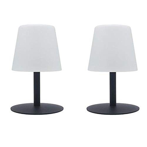 Juego de 2 lámparas de mesa inalámbricas con base de acero gris LED blanco cálido/blanco regulable STANDY MINI Rock H25cm