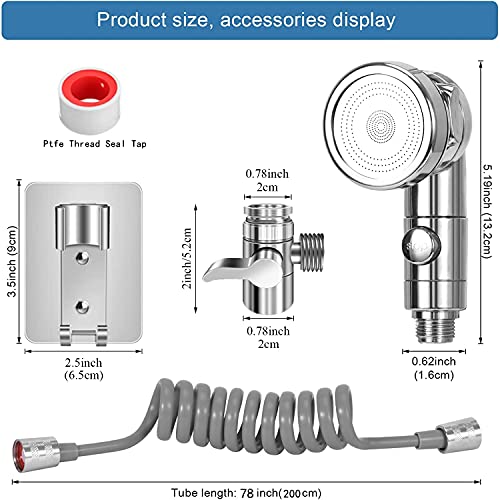 Juego de cabezal de ducha para lavabo, ducha de mano de baño, manguera telescópica, perfecto para lavar el cabello o limpiar el fregadero (plateado)
