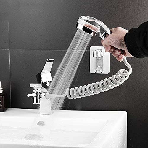 Juego de Cabezal de Ducha para Lavabo,Ducha de Mano con Adaptador de Grifo Cabezal,Conjunto de Alcachofa de Ducha para Lavabo,Manguera Telescópica de 1,5 m(Grifo no Incluido)