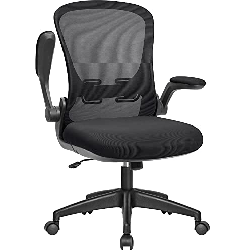 JUMMICO Silla de oficina ergonómica giratoria de malla para ordenador, con respaldo plegable, color negro