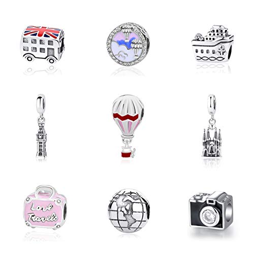 JWGD Original del 100% Sterling Silver Charm Bead Adecuado for Pulsera Amor Viajes Encanto Femenino joyería al (Color : Red Scooter)