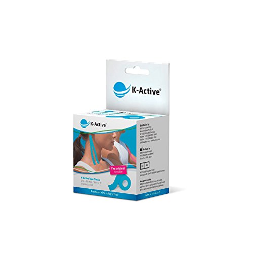 K-Active Kinesiologie Tape Classic AZUL, hidrorepelente e hipoalergénico, 50 mm x 5 m, caja de 1 unidad