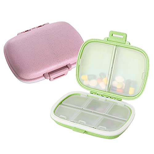 Keleily Pastillero Caja de Medicina,2Piezas Portátil Caja de Pastillas Caja de pastillas Dispensador píldoras grande a prueba agua con 8 compartimentos Organizador hermético medicamentos viaje