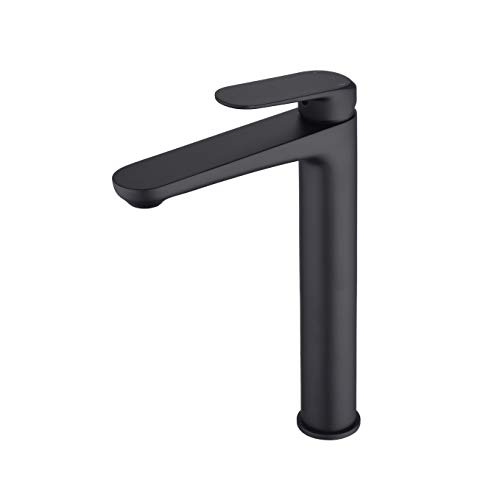 Kelelife Grifo Monomando para Lavabo de Baño, Negro Mate (Alto)