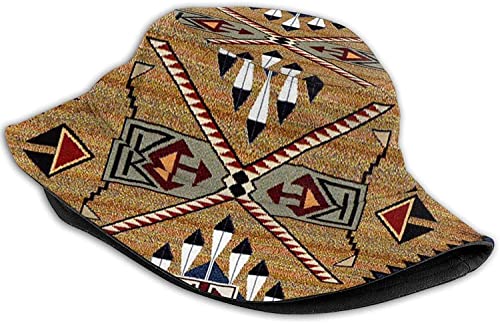 KEROTA Sombrero de cubo Sombreros de sol para hombres y mujeres, tribus nativas americanas geométricas estilo playa gorra de golf pescador de viaje plegable negro