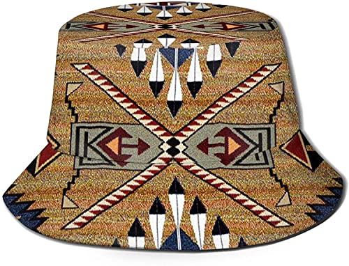 KEROTA Sombrero de cubo Sombreros de sol para hombres y mujeres, tribus nativas americanas geométricas estilo playa gorra de golf pescador de viaje plegable negro