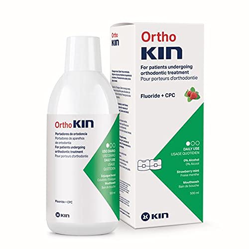 Kin Ortho Enjuague Bucal Para Brackets Ortodoncia ~ Flúor, Vitaminas, Sin Alcohol, 500 mililitros