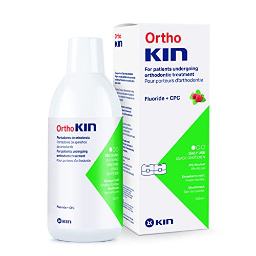 Kin Ortho Enjuague Bucal Para Brackets Ortodoncia ~ Flúor, Vitaminas, Sin Alcohol, 500 mililitros