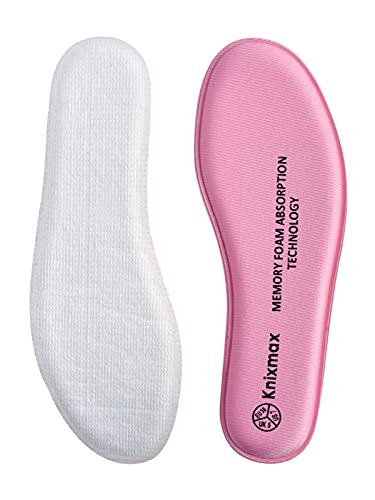 Knixmax Plantillas Memory Foam para Zapatos de Mujer y Hombre, Plantillas Confort Amortiguadoras Cómodas y Flexibles para Trabajo, Deportes, Caminar, Senderismo, EU39 Rosa