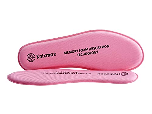 Knixmax Plantillas Memory Foam para Zapatos de Mujer y Hombre, Plantillas Confort Amortiguadoras Cómodas y Flexibles para Trabajo, Deportes, Caminar, Senderismo, EU39 Rosa