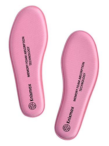 Knixmax Plantillas Memory Foam para Zapatos de Mujer y Hombre, Plantillas Confort Amortiguadoras Cómodas y Flexibles para Trabajo, Deportes, Caminar, Senderismo, EU39 Rosa