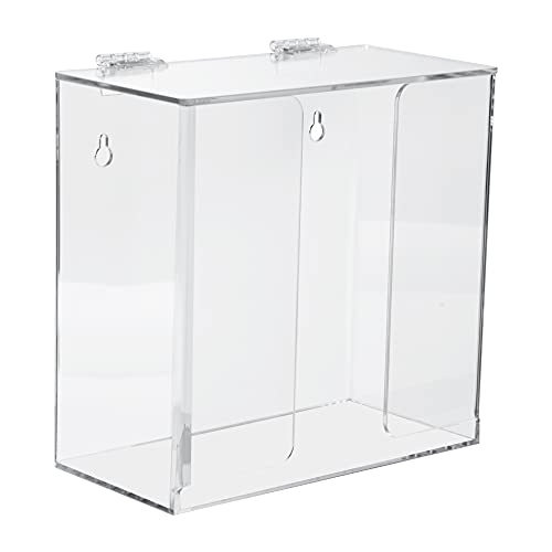 KOEMEHR Dispensador de mascarillas Soporte de caja de acrílico para guantes con tapa, Contenedor de almacenamiento de montaje en encimera / pared para máscaras, guantes, servilleta, transparente