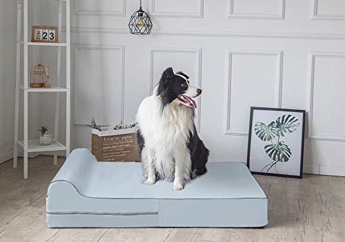 KOPEKS - Cama Extra Grande para Perros Mascotas con Memoria Viscoelástica Ortopédico 127 x 85 x 18 cm más la Almohada, Gris, XL