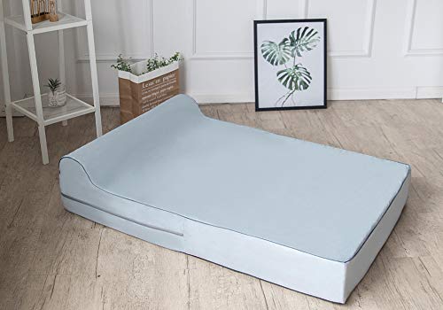 KOPEKS - Cama Extra Grande para Perros Mascotas con Memoria Viscoelástica Ortopédico 127 x 85 x 18 cm más la Almohada, Gris, XL