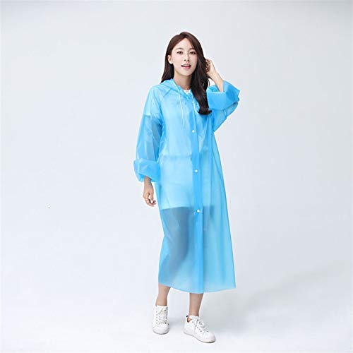 KSFBHC Eva Mujeres Impermeable Espesado Abrigo Impermeable Abrigo Impermeable Mujeres Clear Transparente Camping Impermeable Ropa de Impermeable Traje (Color : Thin Section Blue, Size : One Size)