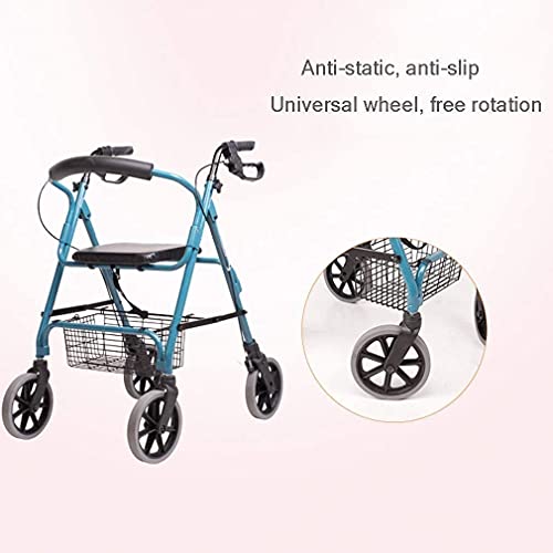 KTDT Andador con Ruedas Mobility Drive Walking Aids 4 Ruedas, Andador con Andador con Sistema de Doble Freno, Andador con Ruedas médico 4 Altura Ajustable Utilizado para Personas Mayores Que Cami