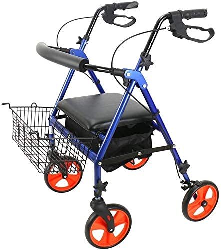 KTDT Andador con Ruedas Mobility Walking Aids Plegable, Andador con Andador con Asiento, Andador con Ruedas médicas de 4 Ruedas, Sistema de Doble Freno, Utilizado para Personas Mayores Que Camina