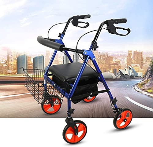 KTDT Andador con Ruedas Mobility Walking Aids Plegable, Andador con Andador con Asiento, Andador con Ruedas médicas de 4 Ruedas, Sistema de Doble Freno, Utilizado para Personas Mayores Que Camina