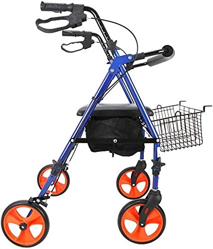 KTDT Andador con Ruedas Mobility Walking Aids Plegable, Andador con Andador con Asiento, Andador con Ruedas médicas de 4 Ruedas, Sistema de Doble Freno, Utilizado para Personas Mayores Que Camina