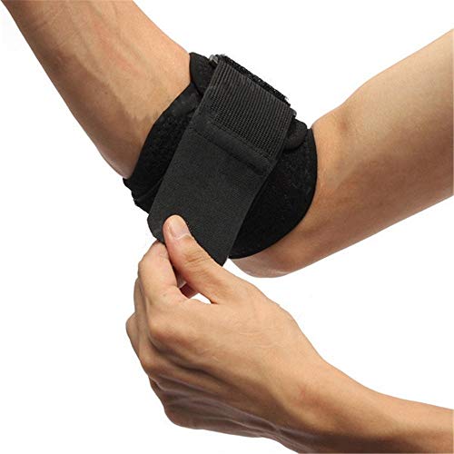 Kuingbhn Abrazadera de Codo Equipo de Protección Deporte Síndrome de Dolor del Codo epicondilitis Correa Wrap Mano Soporte Lateral para Deportes Tenis Golf Gimnasio (Color : Black, Size : One Size)