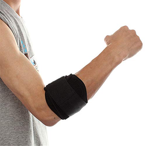 Kuingbhn Abrazadera de Codo Equipo de Protección Deporte Síndrome de Dolor del Codo epicondilitis Correa Wrap Mano Soporte Lateral para Deportes Tenis Golf Gimnasio (Color : Black, Size : One Size)