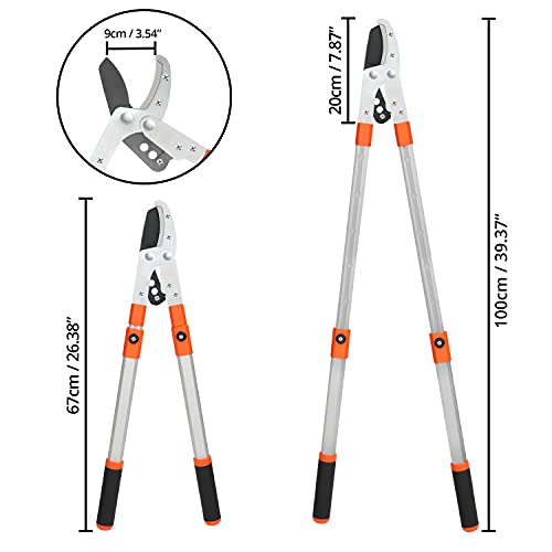 Kurtzy Tijeras de Podar Telescópicas Resistentes 67 – 100 cm - Podadora de Altura Extensible Árbol Jardín y Ramas - Tijera de Podar Profesional Afiladas para Ramas Gruesas