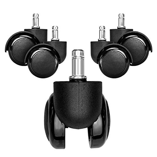 kwmobile Navaris Ruedas para Silla de Oficina de 11MM - Set de 5 Ruedas de 50MM de diámetro - Ruedas de Repuesto giratorias de plástico Duro - Negro