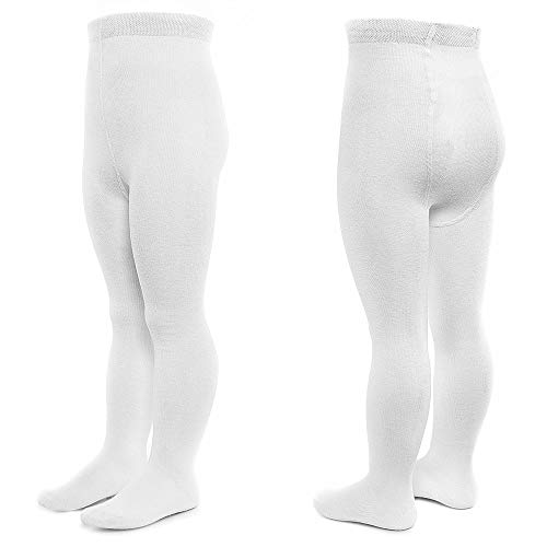 LaLoona Leotardos bebe Pack 2 Ud. - Medias elásticas para bebé niña y niño con cintura ancha y alto contenido de algodón - 50/56 (0-3 meses) - blanco