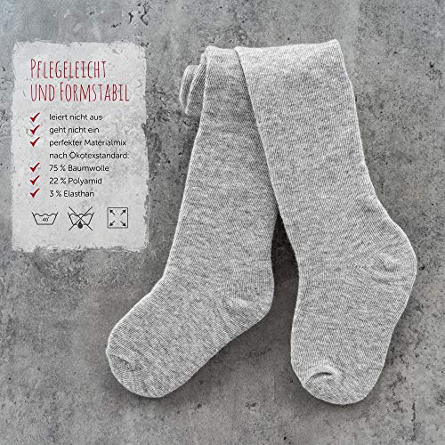 LaLoona Leotardos bebe Pack 2 Ud. - Medias elásticas para bebé niña y niño con cintura ancha y alto contenido de algodón - 98/104 (aprox. 3 años) - gris claro