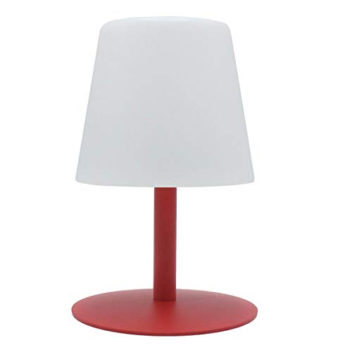 Lámpara de mesa inalámbrica con base de acero rojo LED blanco cálido/blanco regulable STANDY MINI Love H25cm