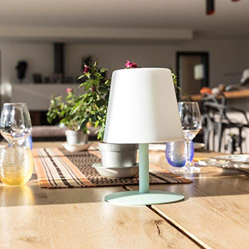 Lámpara de mesa inalámbrica con base de acero rojo LED blanco cálido/blanco regulable STANDY MINI Love H25cm