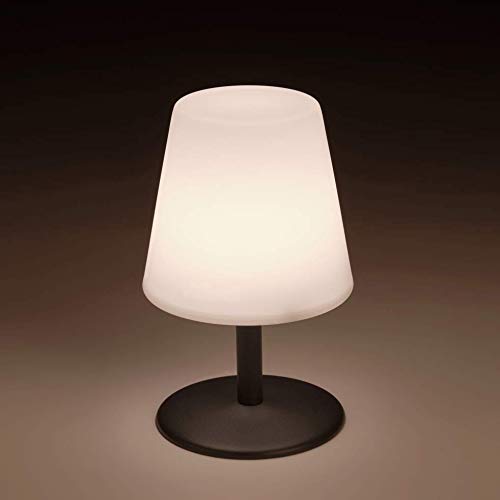 Lámpara de mesa sin cable con base de acero gris LED blanco cálido/blanco regulable STANDY MINI Rock H25cm