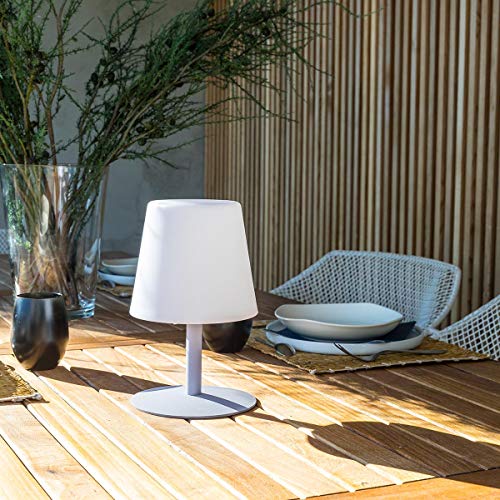 Lámpara de mesa sin cable de acero pie lavanda LED blanco cálido/blanco regulable STANDY MINI Lavender H25cm