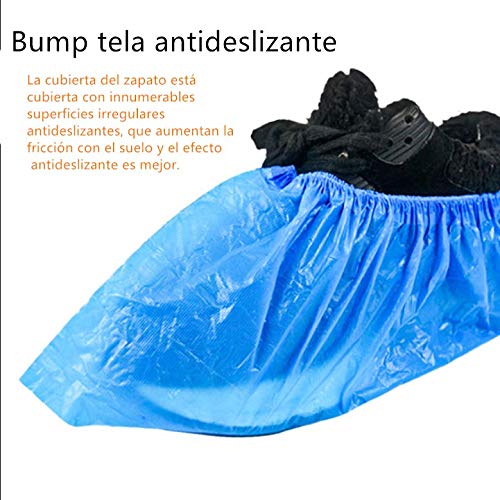 LANZI 100 Piezas Cubiertas de Zapatos Desechables Cubiertas de Botas Impermeables de Zapatos Antideslizantes con，Engrosada a Prueba de Polvo(Azul)